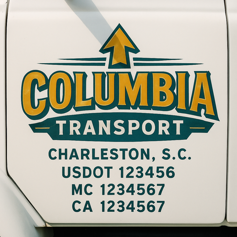 Custom Designed USDOT Truck Door Decal Lettering Signs For Semi-Trucks & Work Trucks (Set of 2)