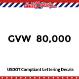 gvw (gross vehicle weight) number decal sticker