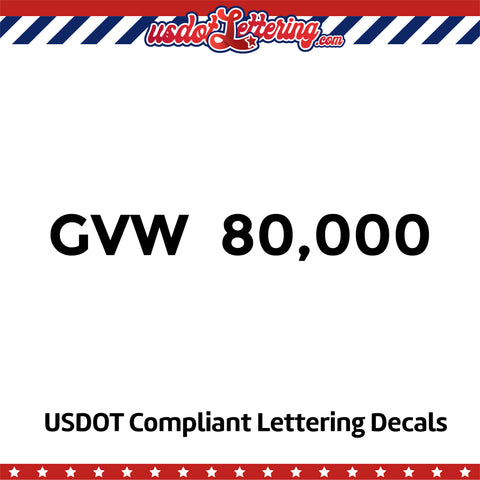 gvw (gross vehicle weight) number decal sticker