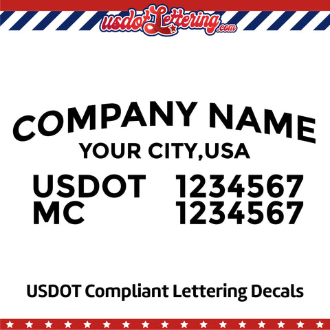 arched company name with city usdot mc decal