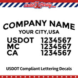 arched company name with location usdot mc ca lettering decal sticker