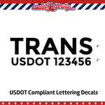 transport company name decal with usdot lettering