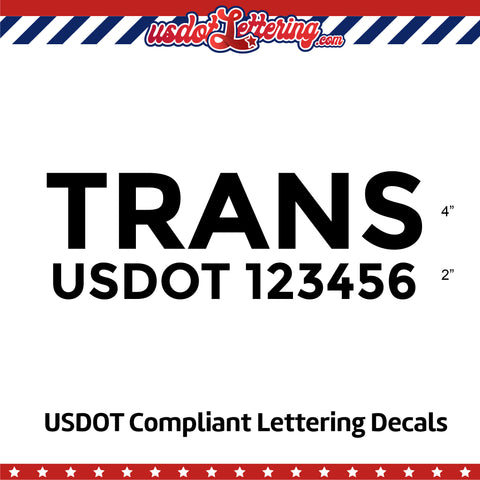 transport company name decal with usdot lettering