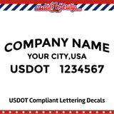 arched company name with location and usdot number decal