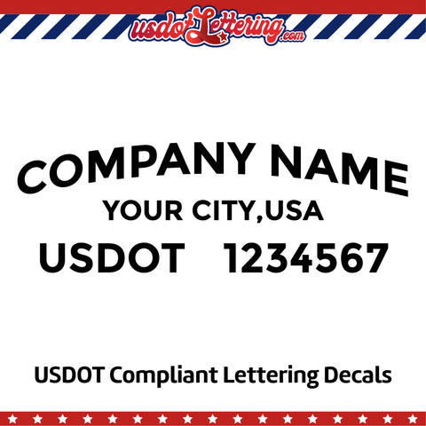 arched company name with location and usdot number decal