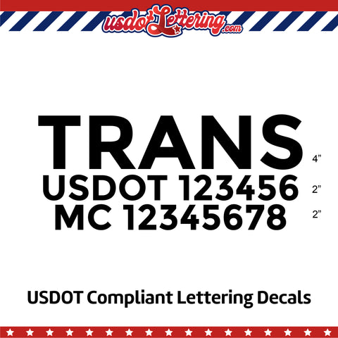 transport company name with usdot mc lettering