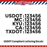 usdot mc kyu ca txdot number decal