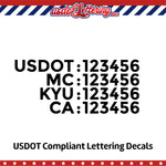 usdot mc kyu ca number decal