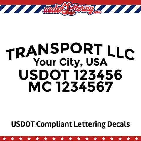 arched transport name with usdot mc decal