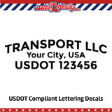 arched transport name with city and usdot decal