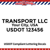 transport company name with location and usdot decal