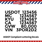 usdot mc kyu ca gvw vin lettering decal