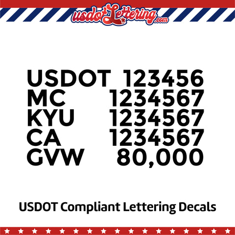 usdot mc kyu ca gvw number decal