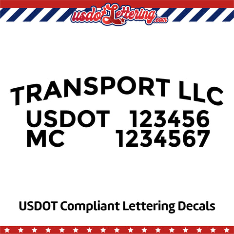 arched transport company name with usdot mc lettering decal