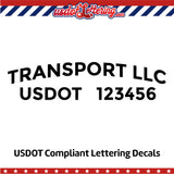 arched transport company name with usdot lettering decal