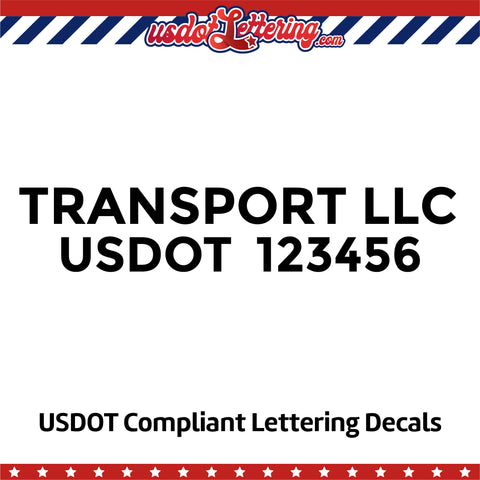 transport company name with usdot lettering decal