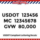 usdot mc gvw truck decal