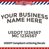 arched business name with usdot mc lettering decal