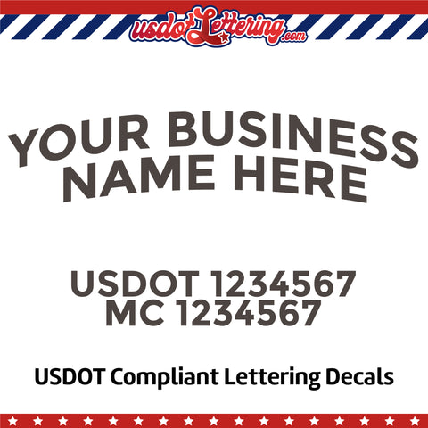 arched business name with usdot mc lettering decal