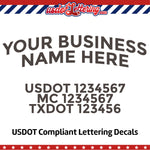 arched business name with usdot mc txdot decal