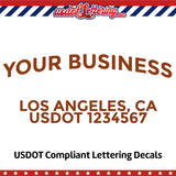 arched business name with location and usdot decal