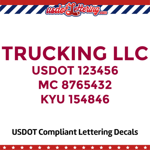 trucking business name with usdot mc kyu lettering decal