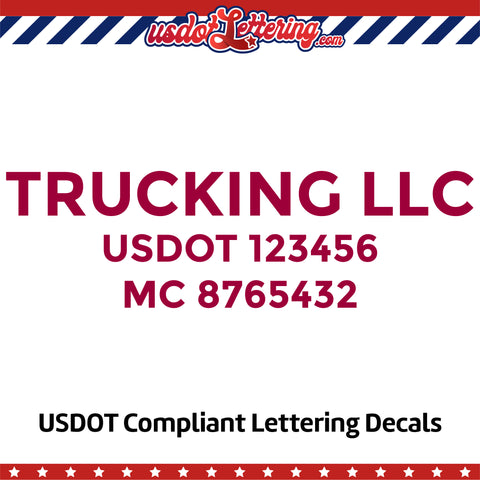 trucking company name with usdot mc lettering decal