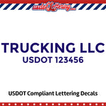 trucking transport company name decal with usdot sticker