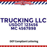 trucking business name with usdot mc decal lettering