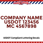 company name with usdot mc lettering decal