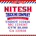 trucking company door decal with usdot mc gvw lettering