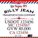 transport company name usdot mc gvw ca decal