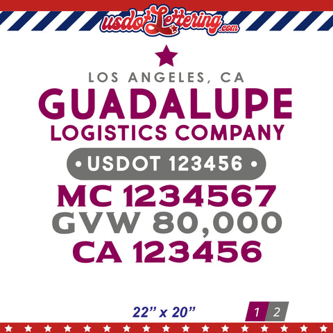 logistics company usdot mc gvw ca lettering