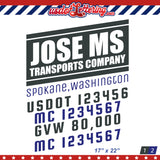 transport truck door decal usdot lettering