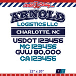 logistics truck door decal usot mc gvw ca