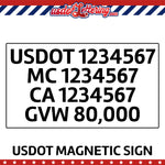 usdot mc ca gvw magnetic sign