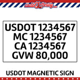 usdot mc ca gvw magnetic sign