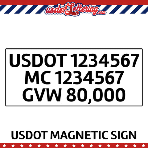 usdot mc gvw magnetic sign