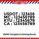 usdot mc kyu ca number decal