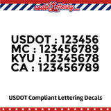 usdot mc kyu ca number decal