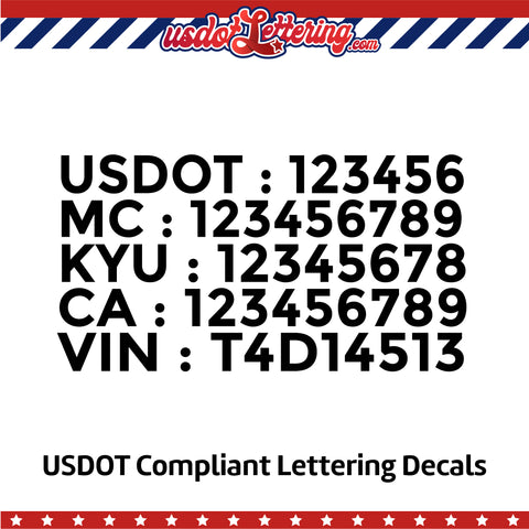 usdot mc kyu ca vin number decal