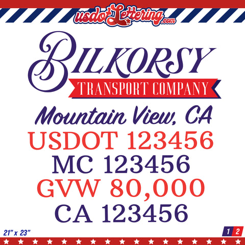 transport company truck door usdot decal