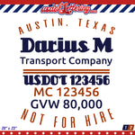 transport company name decal