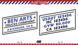 transport company name door decal usdot lettering