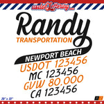 transport business name with usdot mc gvw ca decal