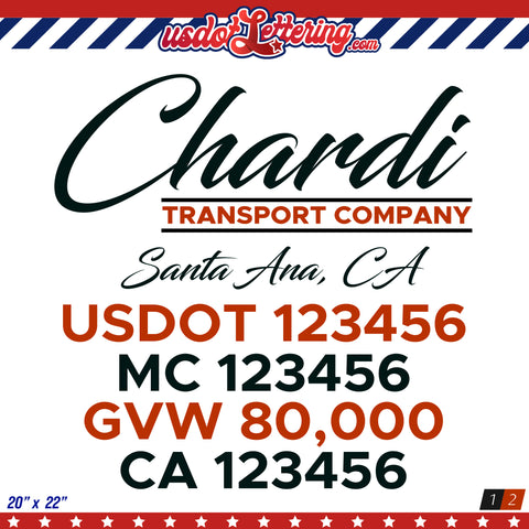 transport company with usdot mc gvw ca decal