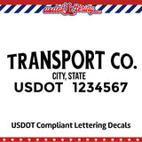 transport company name with location and usdot number decal