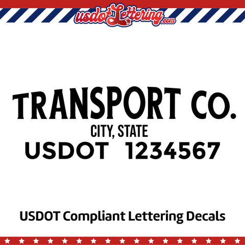 transport company name with location and usdot number decal