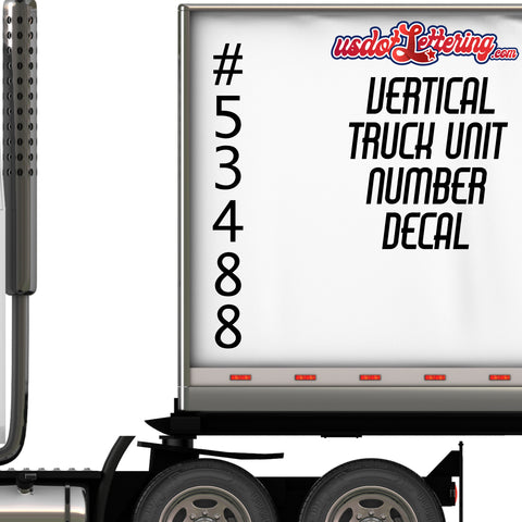 vertical truck unit numer decal